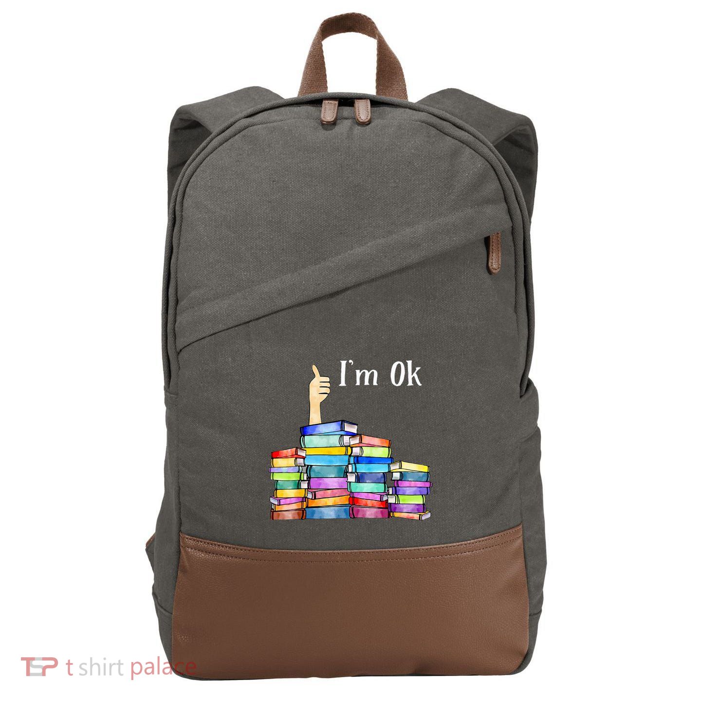 Reading Book Lovers IM Ok National Book Cotton Canvas Backpack