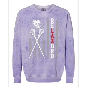 Relax Bro Lacrosse American Flag Lax Colorblast Crewneck Sweatshirt