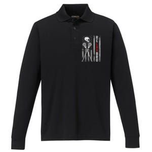 Relax Bro Lacrosse American Flag Lax Performance Long Sleeve Polo