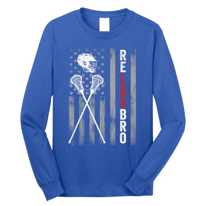 Relax Bro Lacrosse American Flag Lax Long Sleeve Shirt