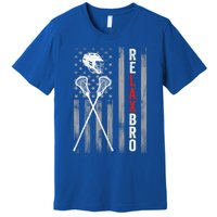 Relax Bro Lacrosse American Flag Lax Premium T-Shirt