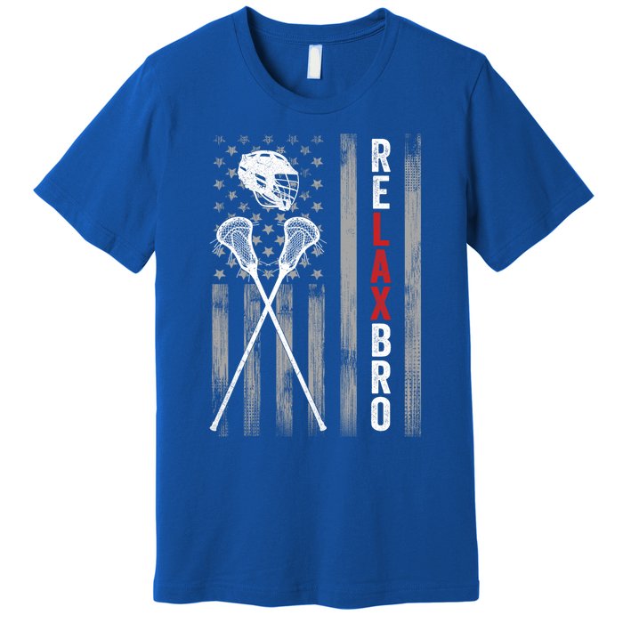 Relax Bro Lacrosse American Flag Lax Premium T-Shirt