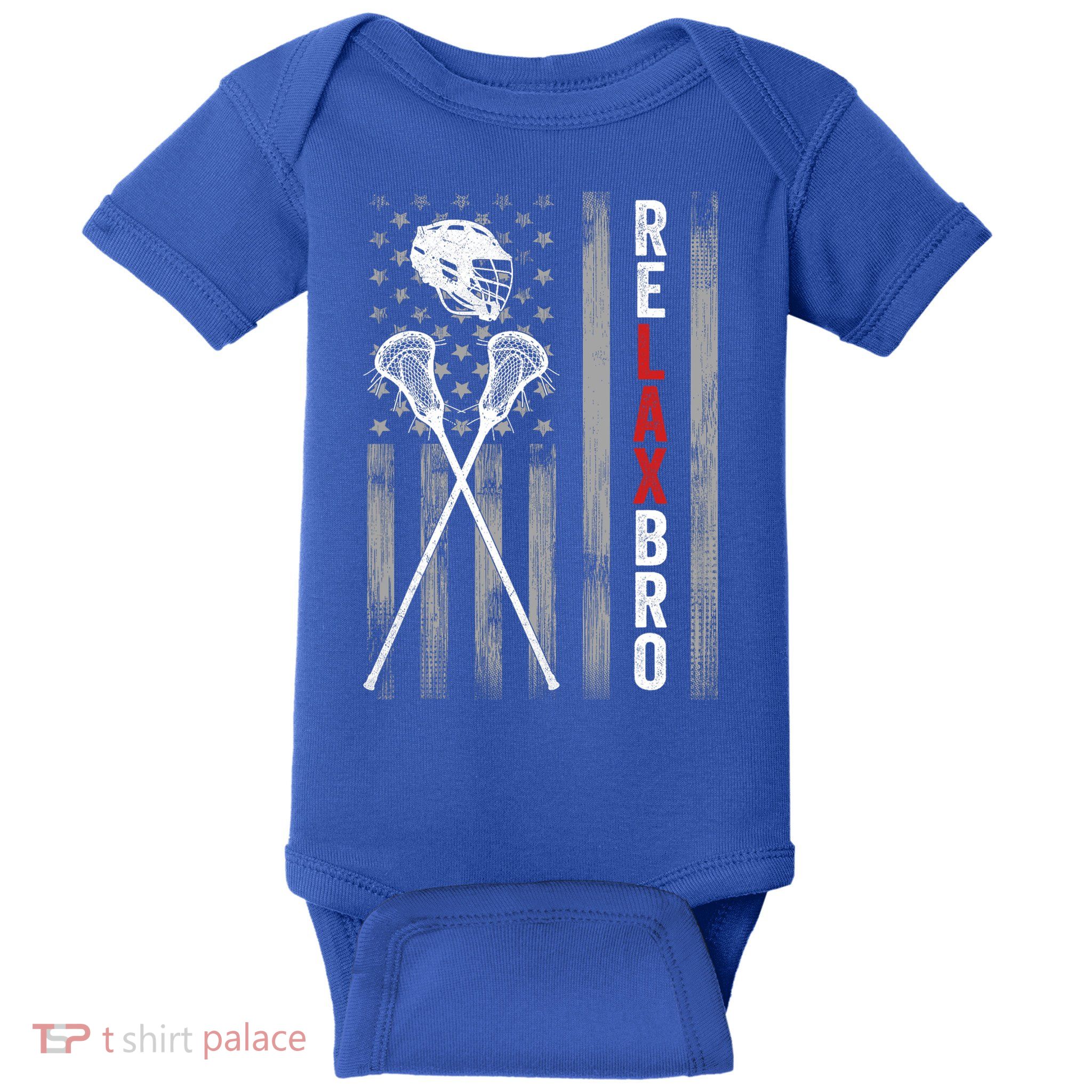 Relax Bro Lacrosse American Flag Lax Baby Bodysuit