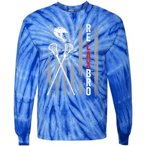 Relax Bro Lacrosse American Flag Lax Tie-Dye Long Sleeve Shirt