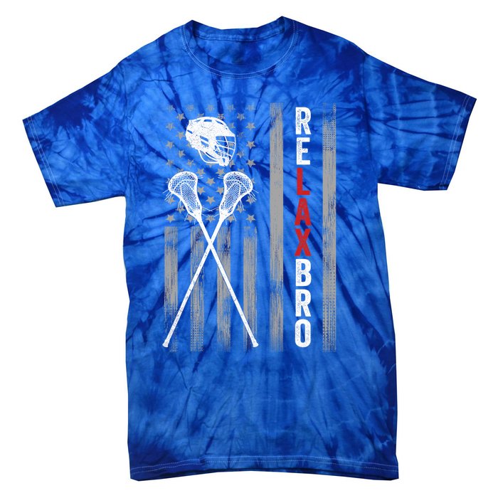 Relax Bro Lacrosse American Flag Lax Tie-Dye T-Shirt