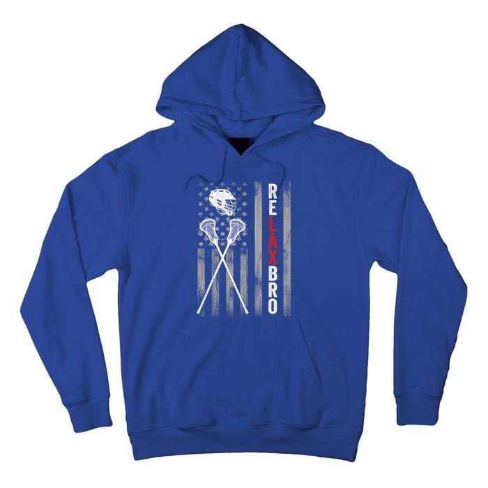 Relax Bro Lacrosse American Flag Lax Tall Hoodie