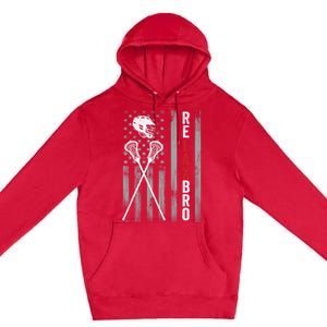 Relax Bro Lacrosse American Flag Lax Premium Pullover Hoodie