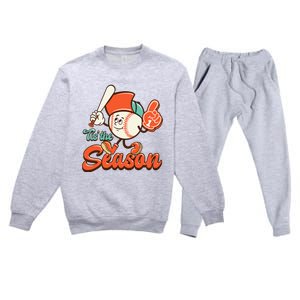 Retro Baseball Lover Tis The Season Game Day Premium Crewneck Sweatsuit Set