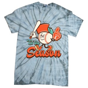 Retro Baseball Lover Tis The Season Game Day Tie-Dye T-Shirt