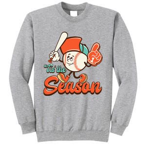 Retro Baseball Lover Tis The Season Game Day Tall Sweatshirt