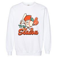 Retro Baseball Lover Tis The Season Game Day Garment-Dyed Sweatshirt