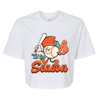 Retro Baseball Lover Tis The Season Game Day Bella+Canvas Jersey Crop Tee