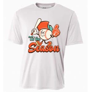 Retro Baseball Lover Tis The Season Game Day Cooling Performance Crew T-Shirt