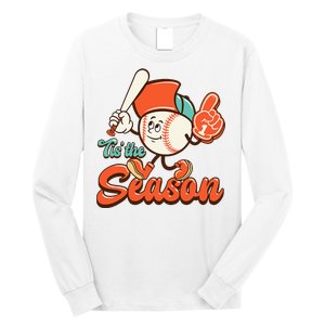 Retro Baseball Lover Tis The Season Game Day Long Sleeve Shirt