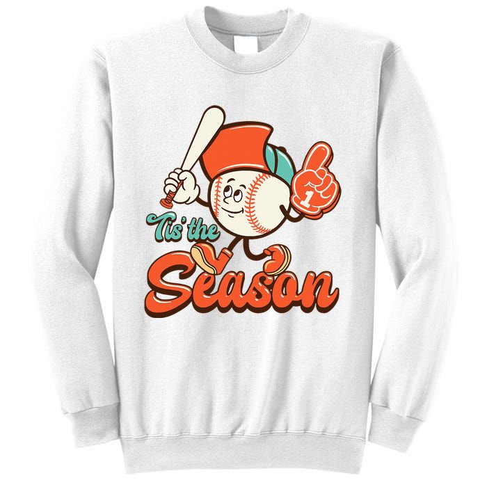 Retro Baseball Lover Tis The Season Game Day Sweatshirt