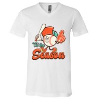 Retro Baseball Lover Tis The Season Game Day V-Neck T-Shirt