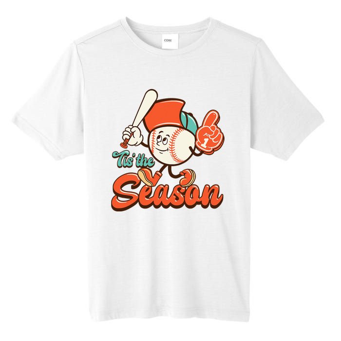 Retro Baseball Lover Tis The Season Game Day Tall Fusion ChromaSoft Performance T-Shirt