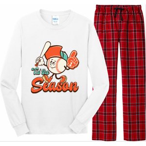 Retro Baseball Lover Tis The Season Game Day Long Sleeve Pajama Set