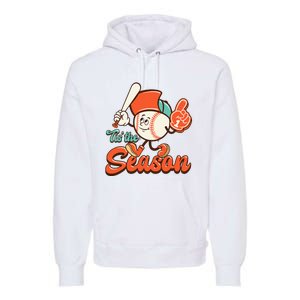 Retro Baseball Lover Tis The Season Game Day Premium Hoodie