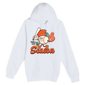 Retro Baseball Lover Tis The Season Game Day Premium Pullover Hoodie