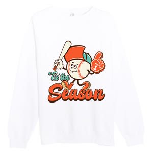 Retro Baseball Lover Tis The Season Game Day Premium Crewneck Sweatshirt