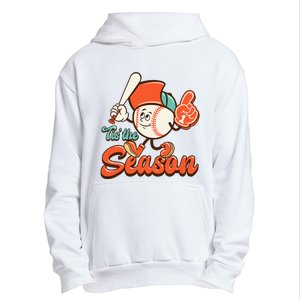 Retro Baseball Lover Tis The Season Game Day Urban Pullover Hoodie