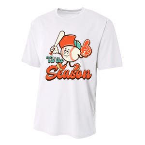 Retro Baseball Lover Tis The Season Game Day Performance Sprint T-Shirt