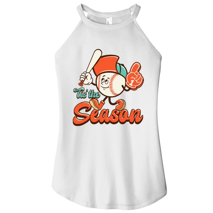 Retro Baseball Lover Tis The Season Game Day Women’s Perfect Tri Rocker Tank