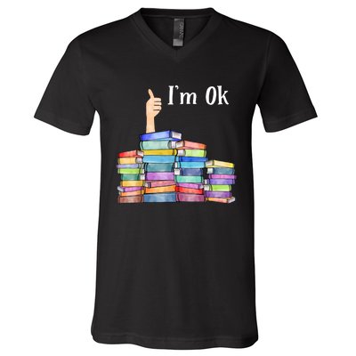 Reading Book Lovers IM Ok National Book Lovers Day V-Neck T-Shirt