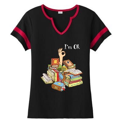 Reading Book Lovers IM Ok National Book Lovers Day Cool Gift Ladies Halftime Notch Neck Tee