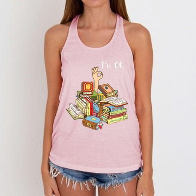 Reading Book Lovers IM Ok National Book Lovers Day Cool Gift Women's Knotted Racerback Tank