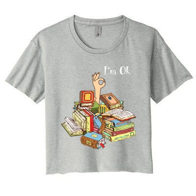 Reading Book Lovers IM Ok National Book Lovers Day Cool Gift Women's Crop Top Tee