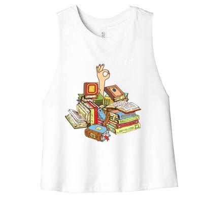 Reading Book Lovers IM Ok National Book Lovers Day Cool Gift Women's Racerback Cropped Tank