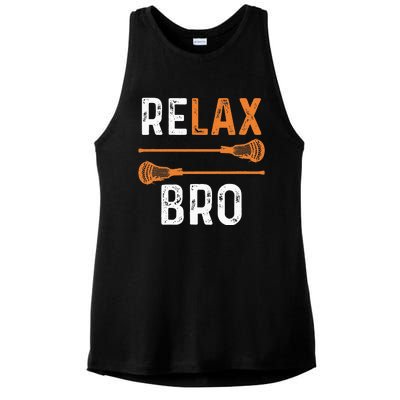 Relax Bro Lacrosse Sports Team Game Ladies PosiCharge Tri-Blend Wicking Tank