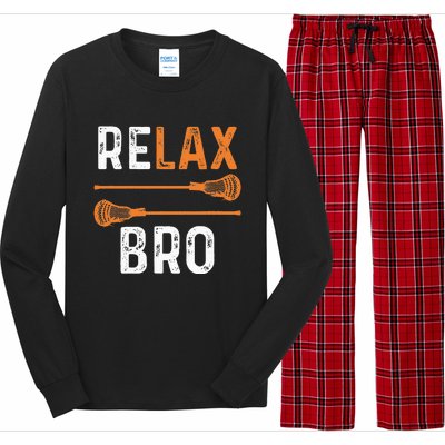 Relax Bro Lacrosse Sports Team Game Long Sleeve Pajama Set