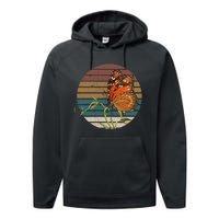 Retro Butterfly Lover Monarch Entomolgist Vintage Milkweed Performance Fleece Hoodie