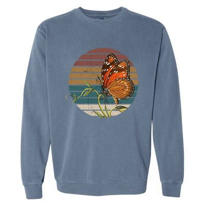 Retro Butterfly Lover Monarch Entomolgist Vintage Milkweed Garment-Dyed Sweatshirt