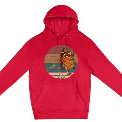 Retro Butterfly Lover Monarch Entomolgist Vintage Milkweed Premium Pullover Hoodie