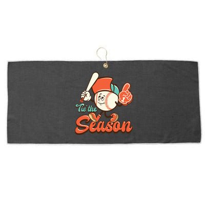 Retro Baseball Lover Tis The Season Game Day Large Microfiber Waffle Golf Towel