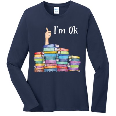 Reading Book Lovers I'm Ok National Book Lovers Day Ladies Long Sleeve Shirt
