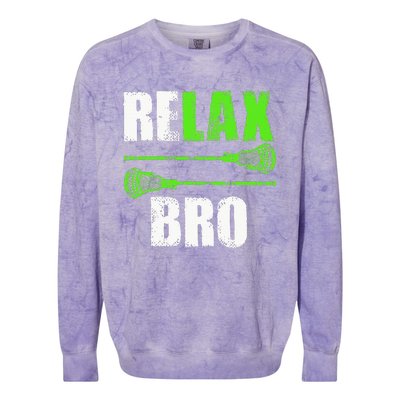 Relax Bro Lacrosse Sports Team Game Colorblast Crewneck Sweatshirt