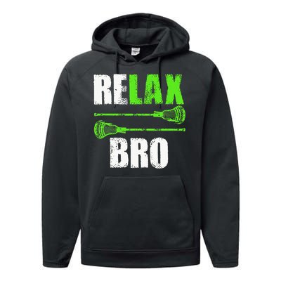 Relax Bro Lacrosse Sports Team Game Performance Fleece Hoodie