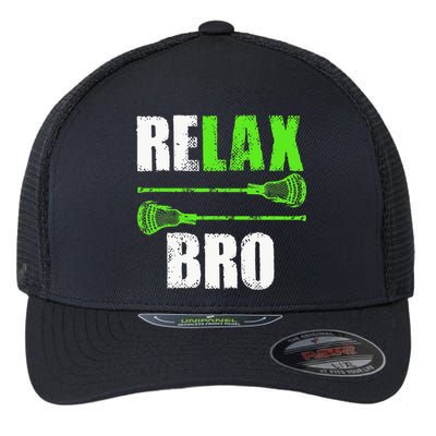 Relax Bro Lacrosse Sports Team Game Flexfit Unipanel Trucker Cap