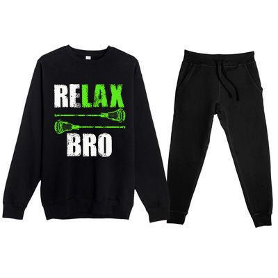 Relax Bro Lacrosse Sports Team Game Premium Crewneck Sweatsuit Set