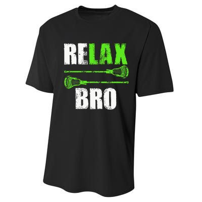 Relax Bro Lacrosse Sports Team Game Performance Sprint T-Shirt