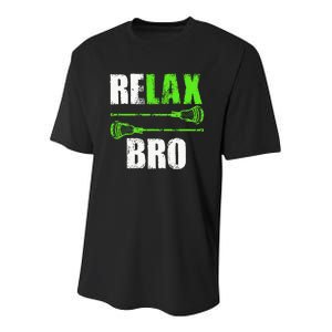 Relax Bro Lacrosse Sports Team Game Youth Performance Sprint T-Shirt