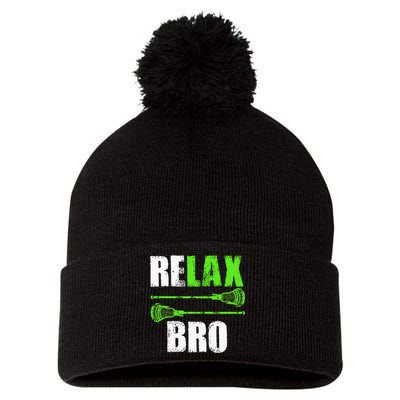 Relax Bro Lacrosse Sports Team Game Pom Pom 12in Knit Beanie