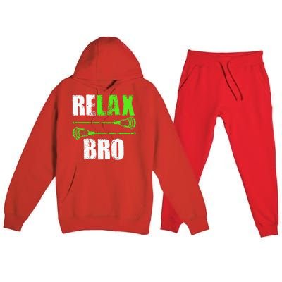 Relax Bro Lacrosse Sports Team Game Premium Hooded Sweatsuit Set