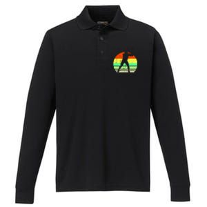 Retro Baseball Logo Performance Long Sleeve Polo