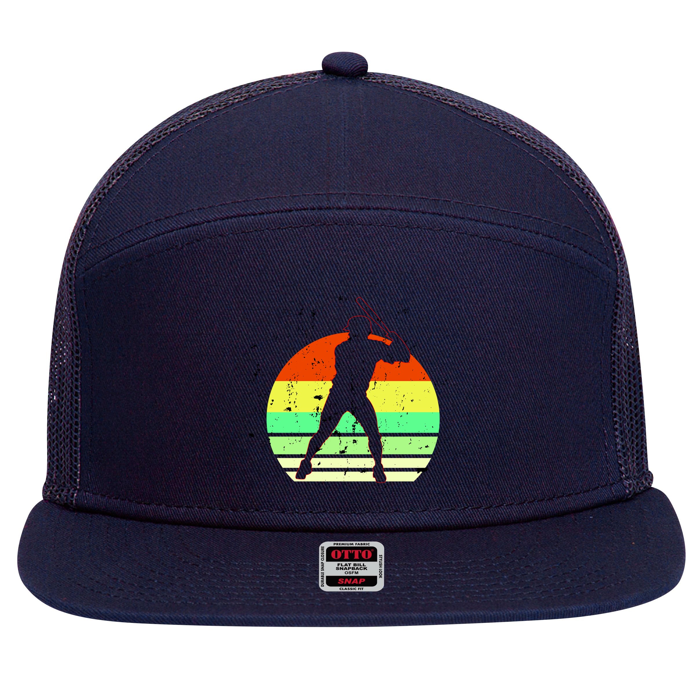 Retro Baseball Logo 7 Panel Mesh Trucker Snapback Hat